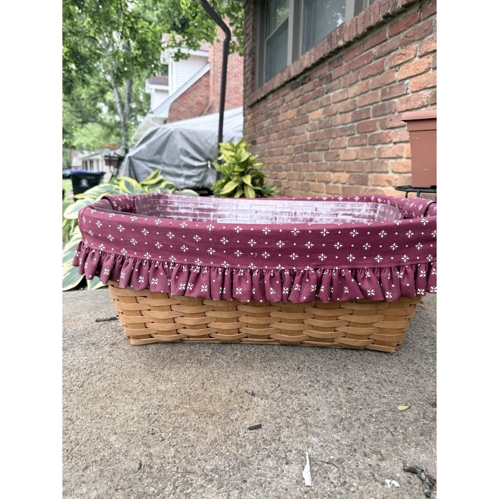 Longaberger Small Laundry basket Classic 1987  With Red Liner & Protector